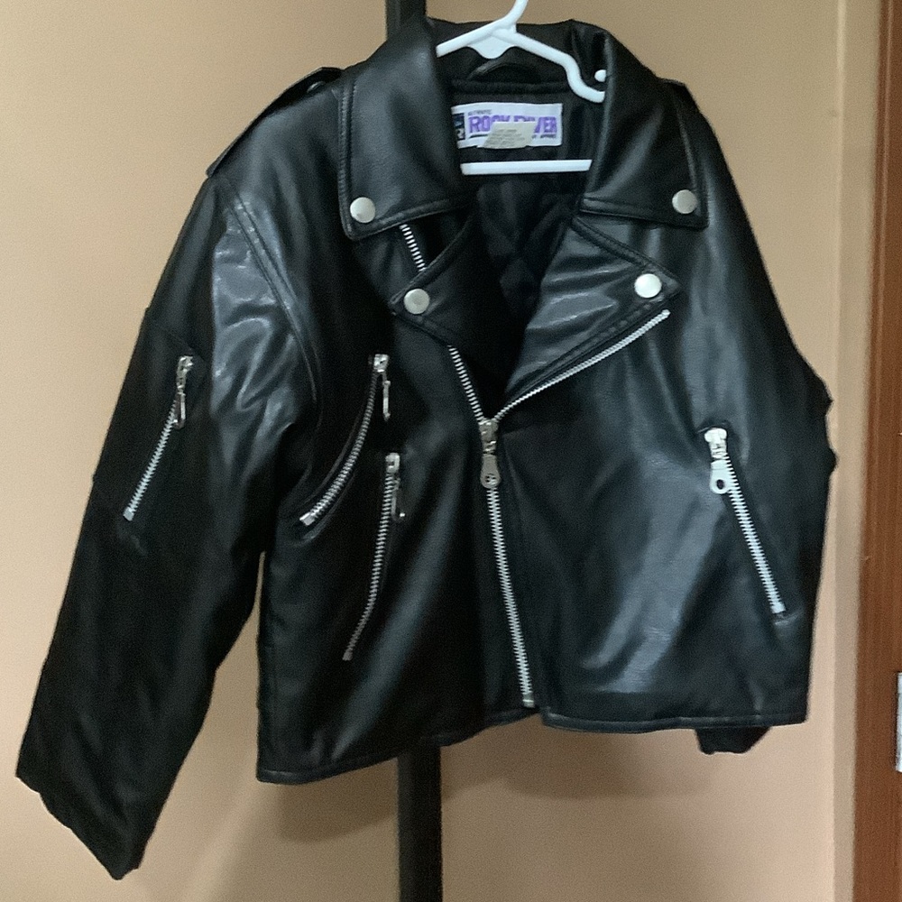 Girls or Boys 6T Rock River Black Insulated Faux Leather Bomber Biker Jacket